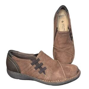 EARTH ORIGINS Tamara Teri Slip On Brown Nubuck Leather Shoes Women's Size 8